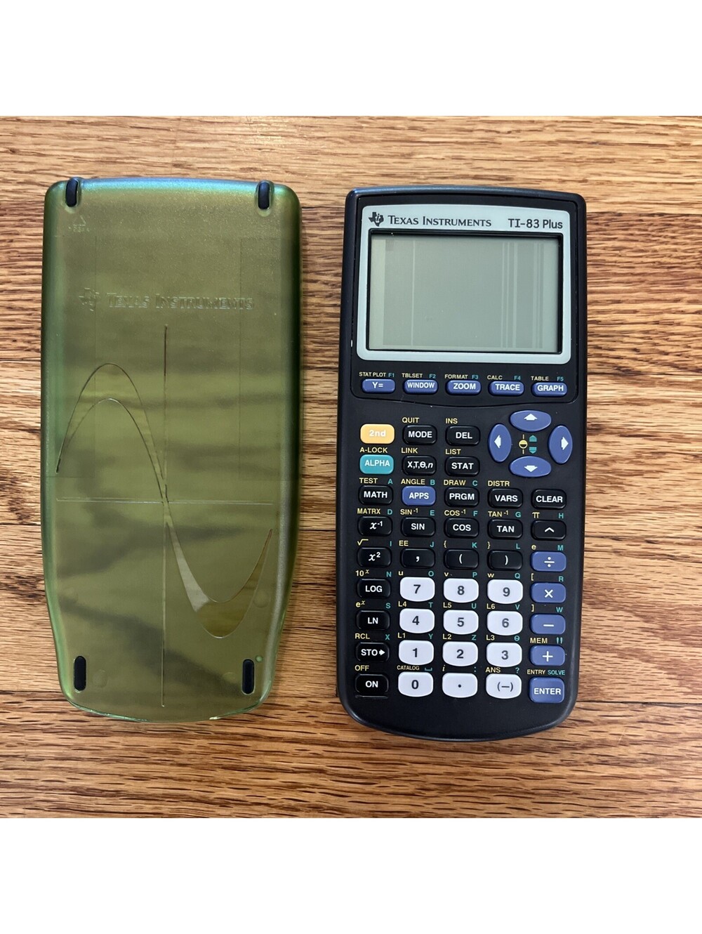 Texas Instruments TI-83 Plus Graphing Calculator Black W/ Green Cover - TESTED